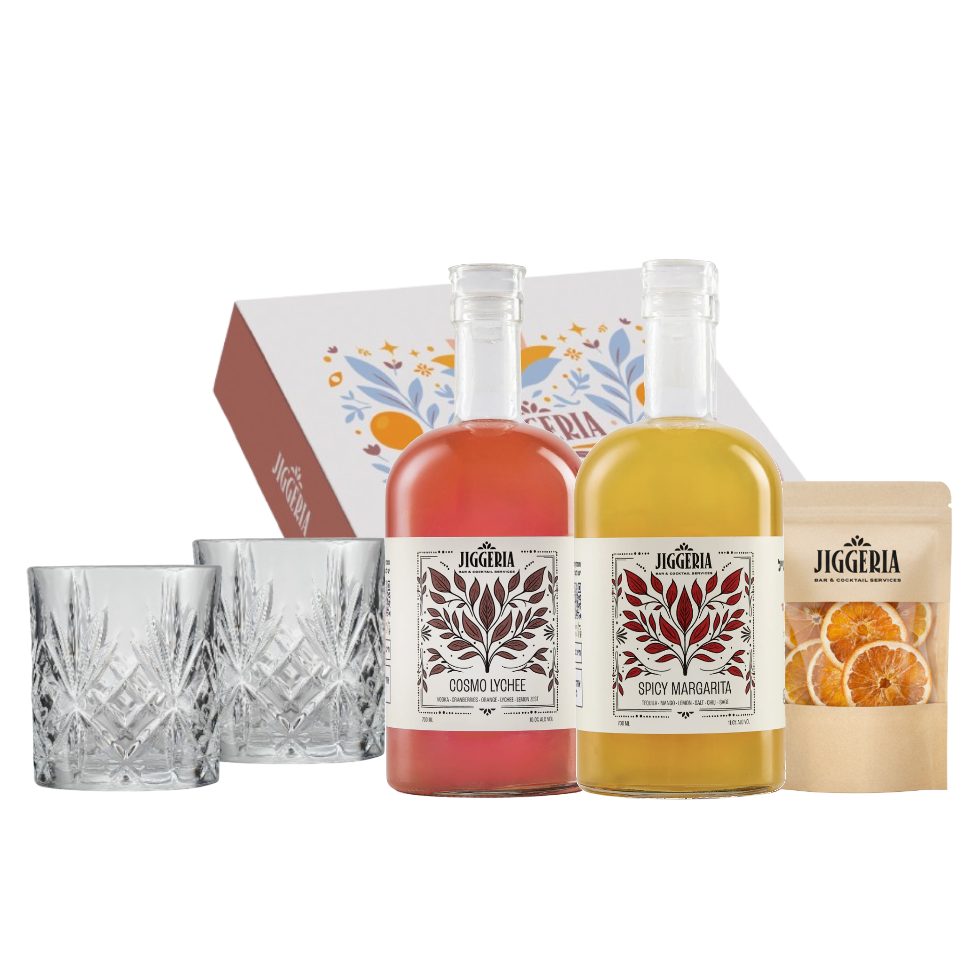 מארז זוג קוקטיילים משפחתיים וכוסות - מבית ג'יגריה